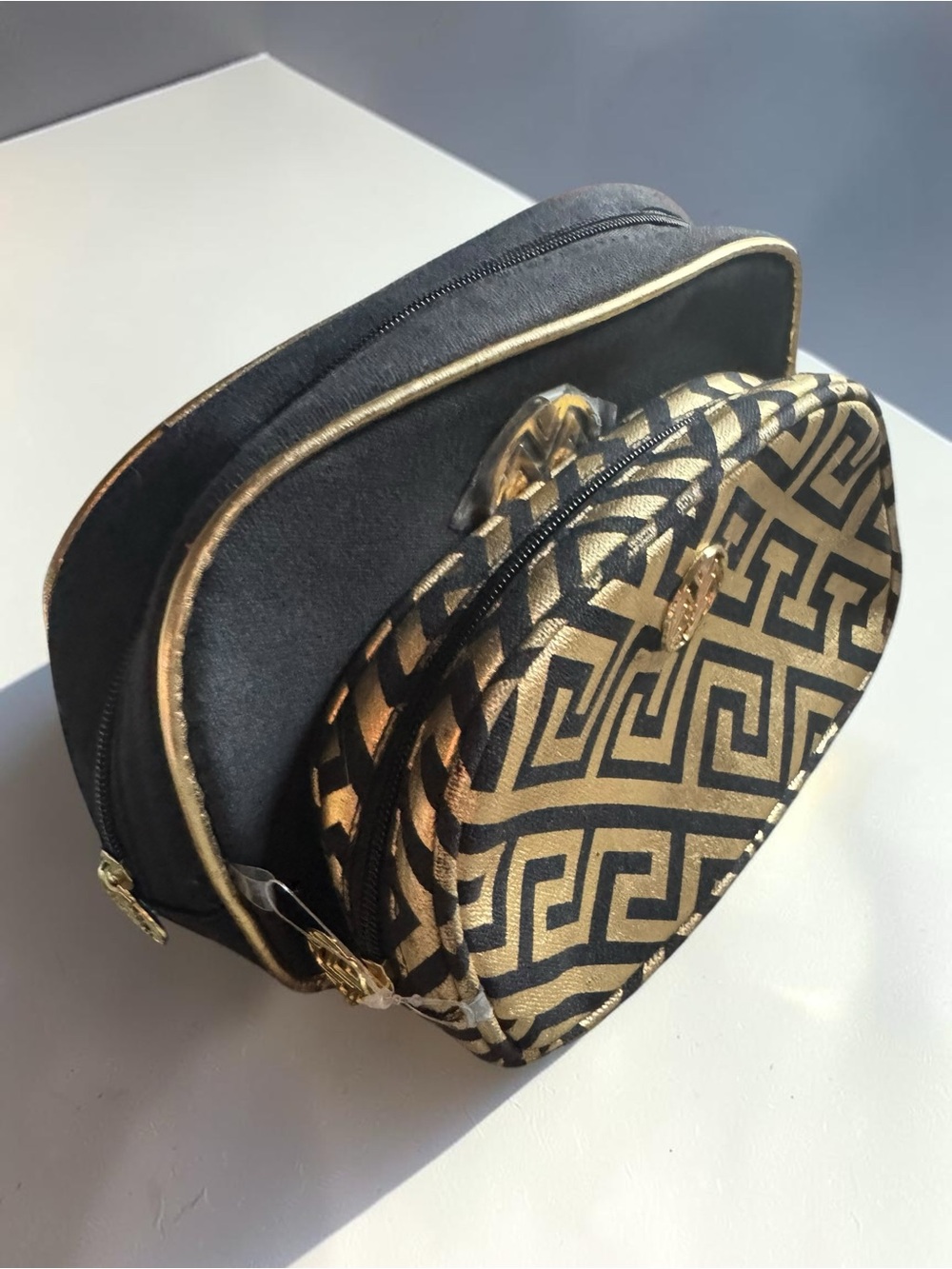 Gold & Black Geometric Cosmetic Pouch Set - NWOT